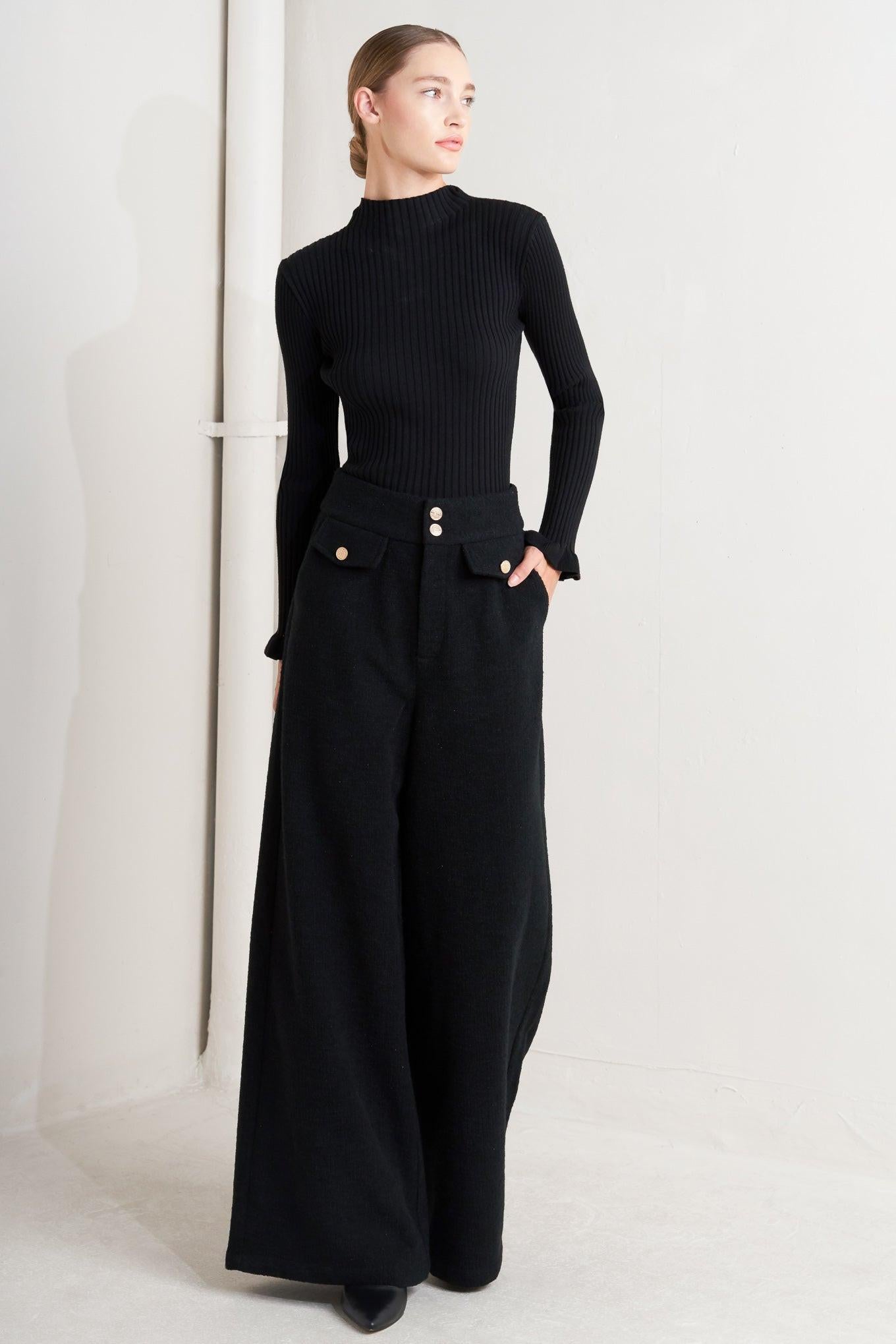 Prestige Volume Black Woven Pants, view 2 — Soul Flow Apparel