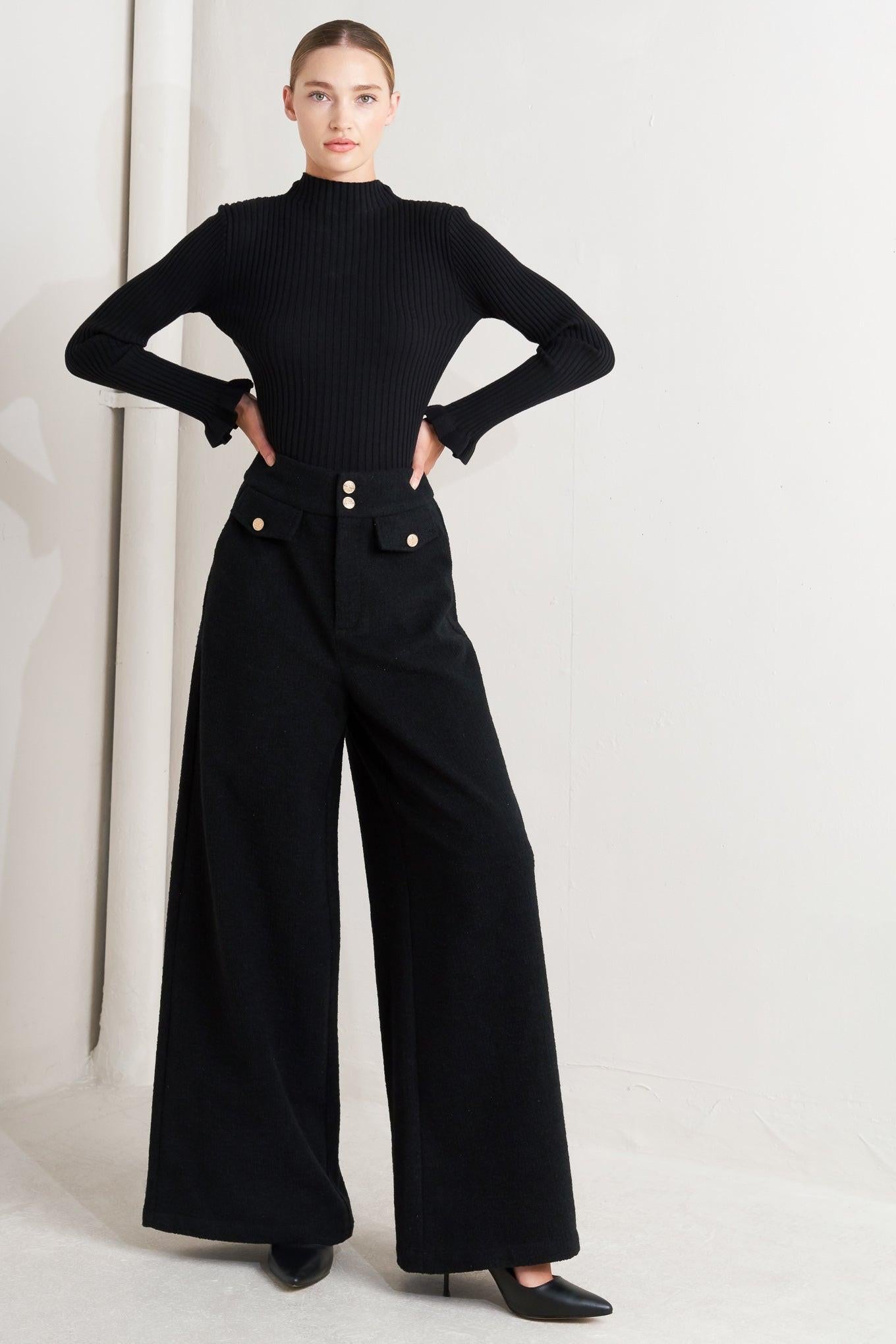 Prestige Volume Black Woven Pants, view 3 — Soul Flow Apparel