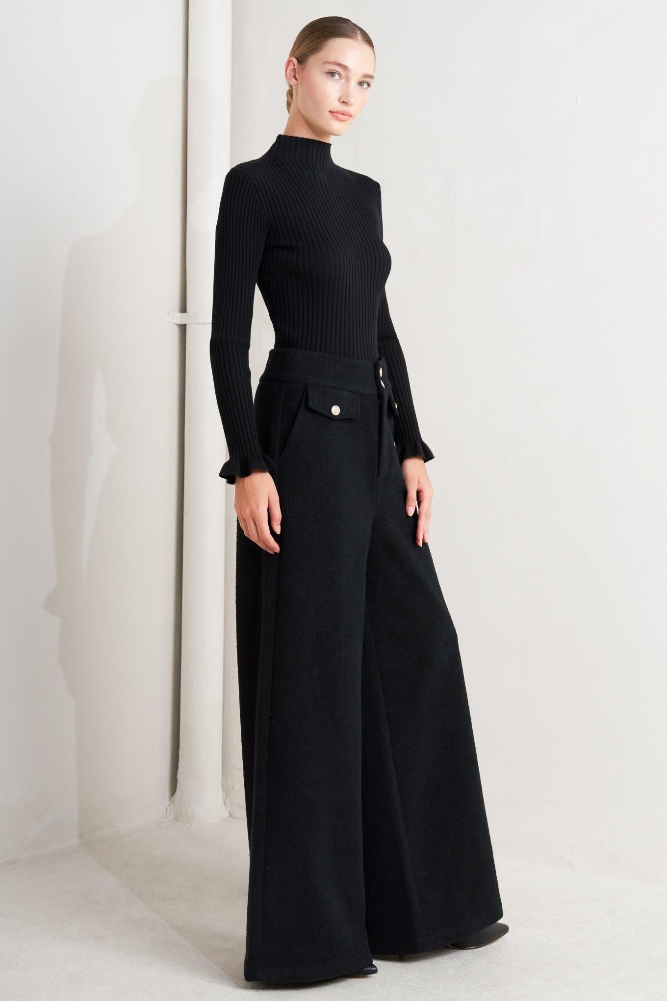 Prestige Volume Black Woven Pants, view 4 — Soul Flow Apparel