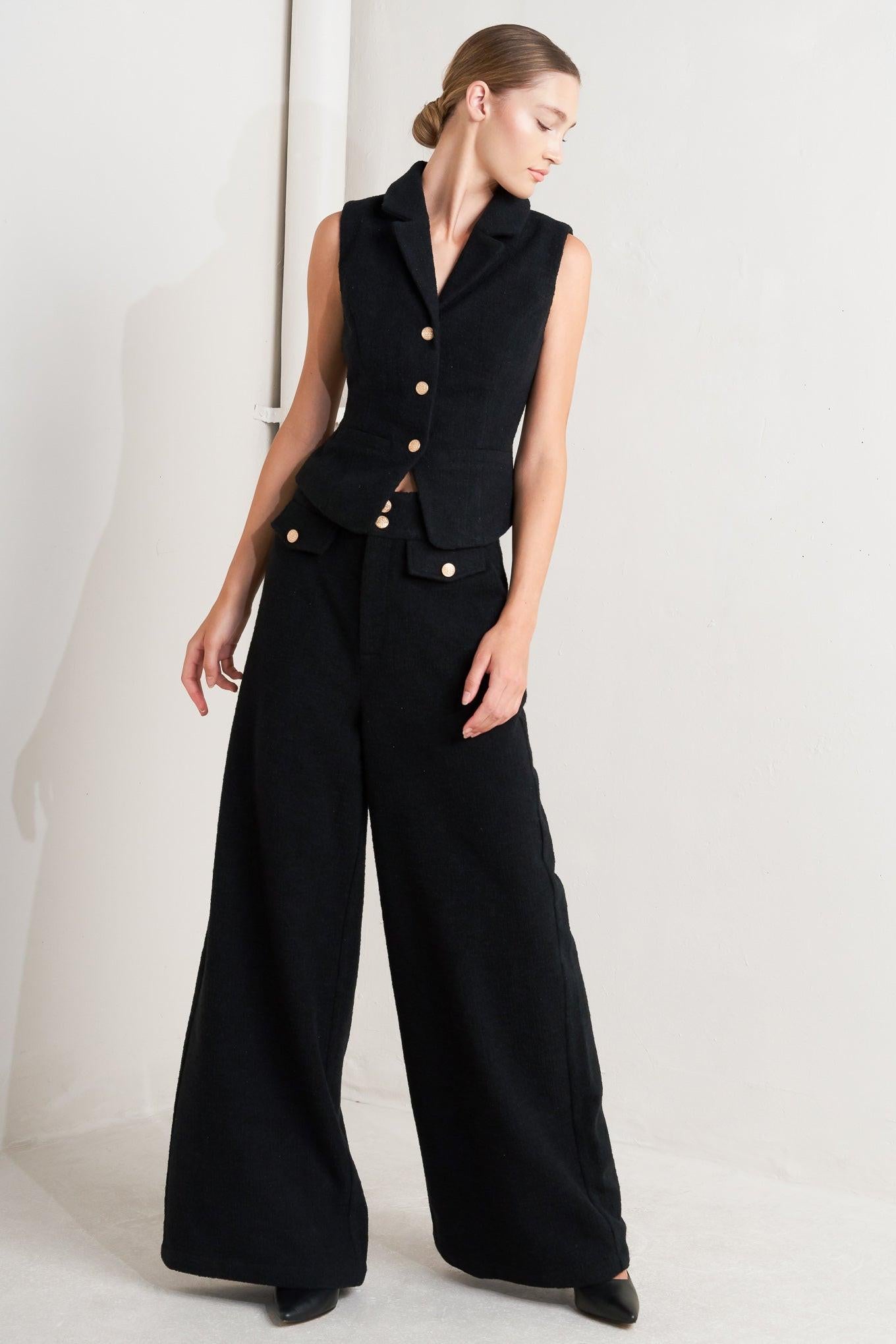 Prestige Volume Black Woven Pants, view 7 — Soul Flow Apparel
