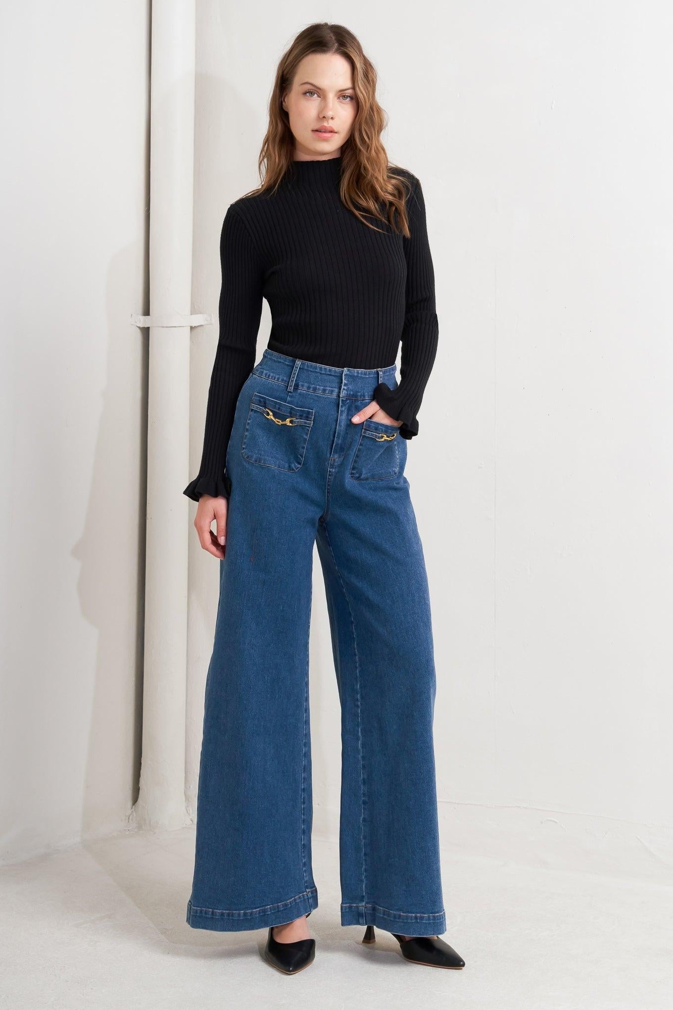 Timeless Blue Denim Pants, view 1 — Soul Flow Apparel
