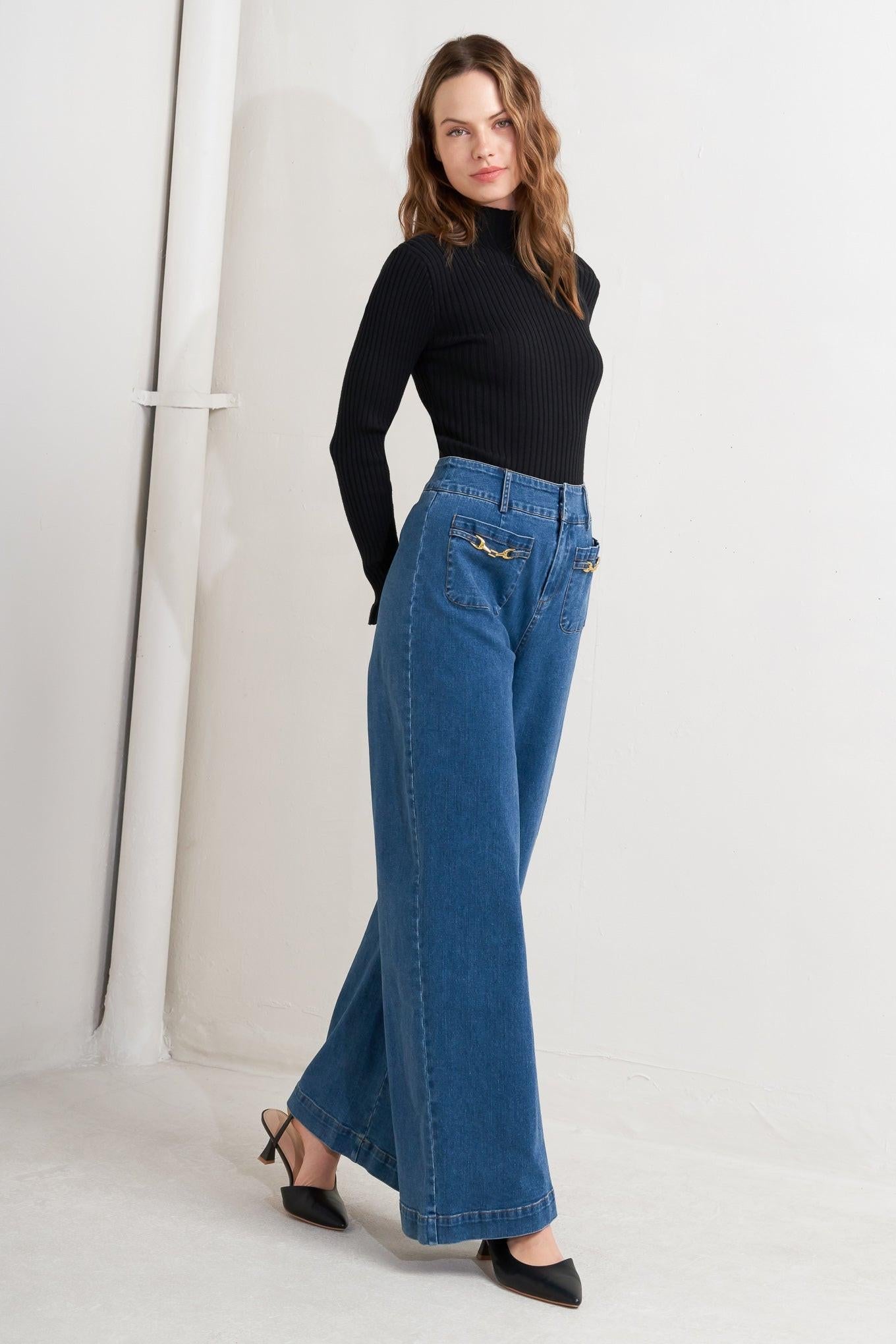 Timeless Blue Denim Pants, view 5 — Soul Flow Apparel