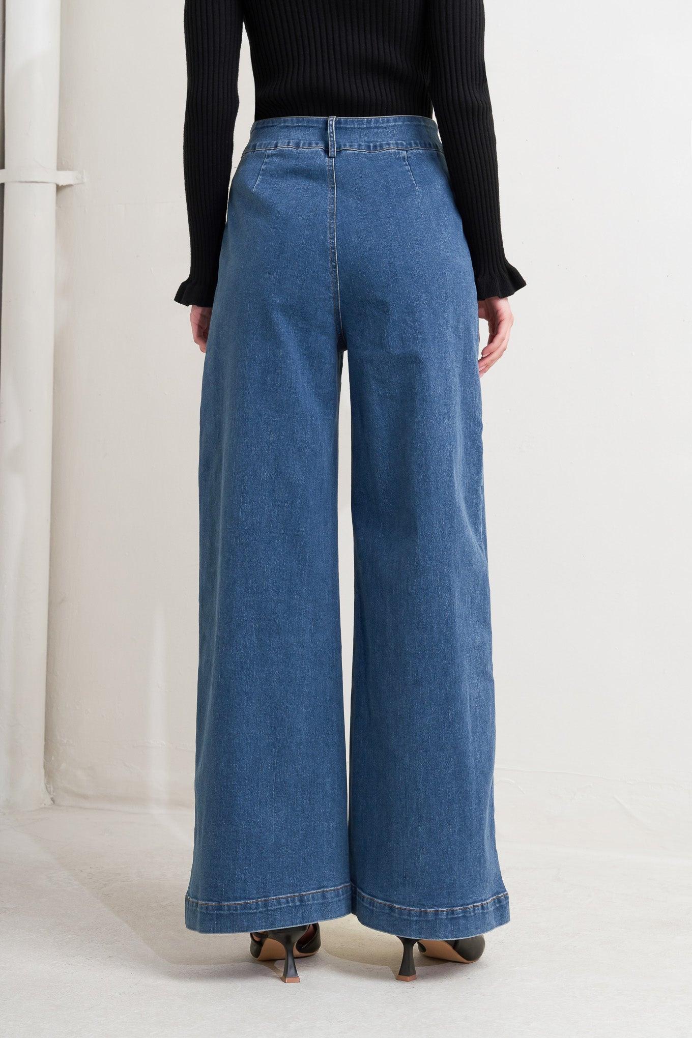 Timeless Blue Denim Pants, view 6 — Soul Flow Apparel