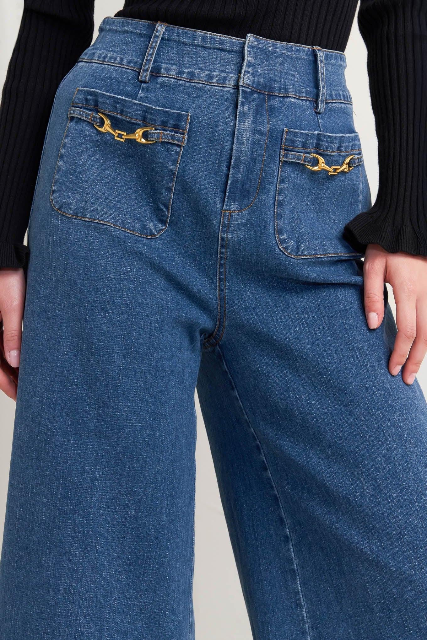 Timeless Blue Denim Pants, view 8 — Soul Flow Apparel