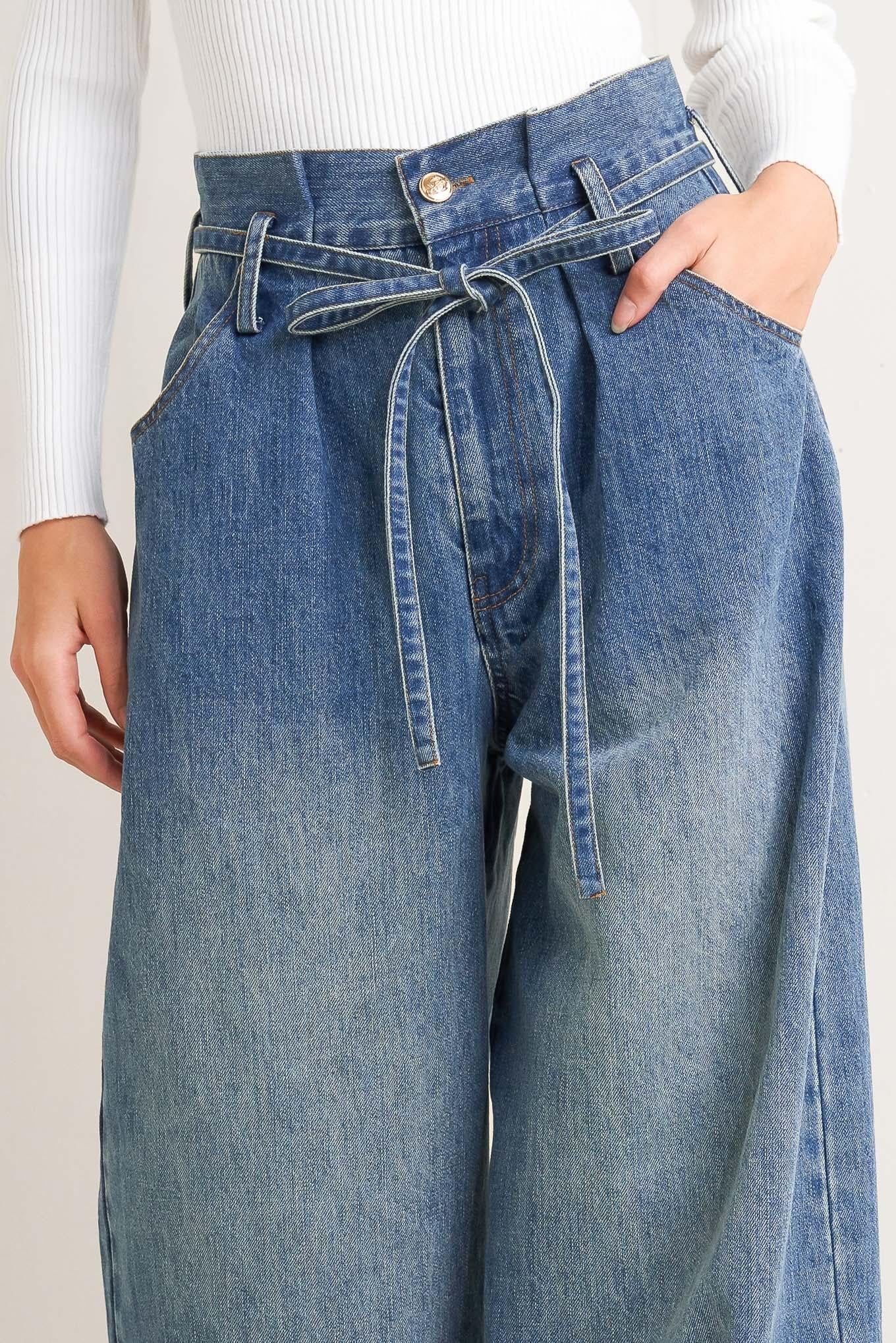 Everyday Cinch Denim Pants in indigo, view 6 — Soul Flow Apparel