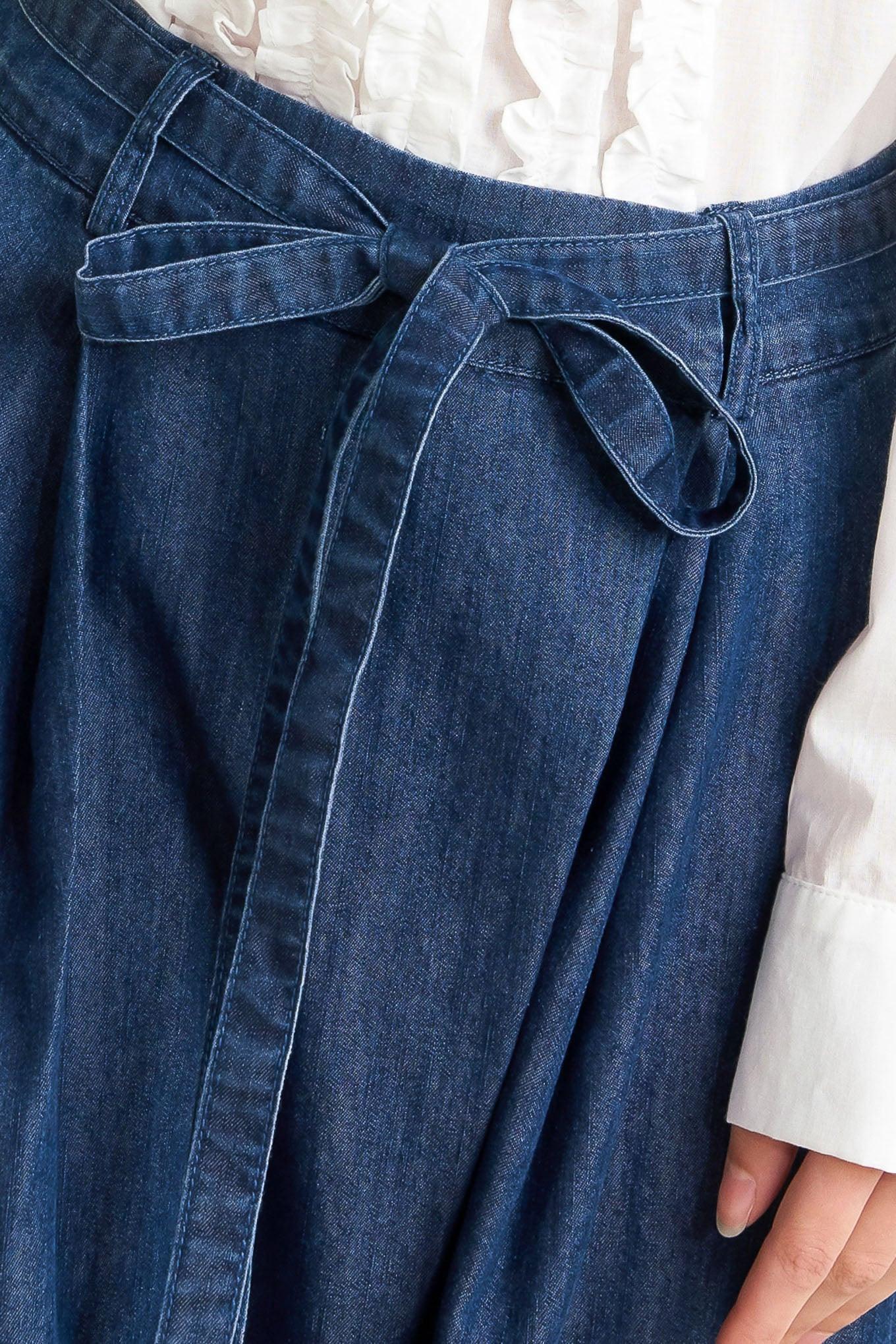 Relaxed Tailored Denim Loose Fitting Pants in indigo, view 7 — Soul Flow Apparel
