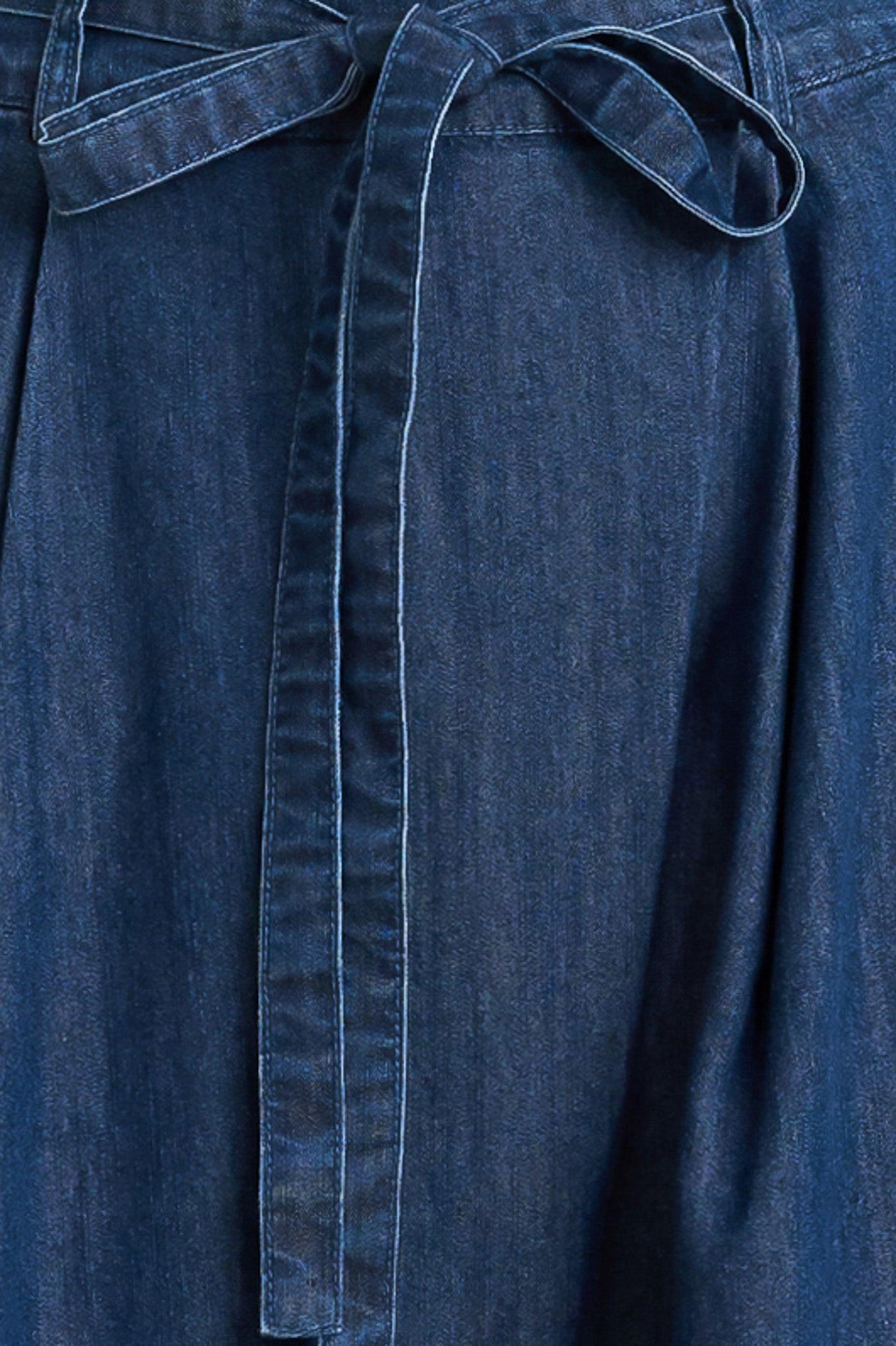 Relaxed Tailored Denim Loose Fitting Pants in indigo, fabric swatch — Soul Flow Apparel