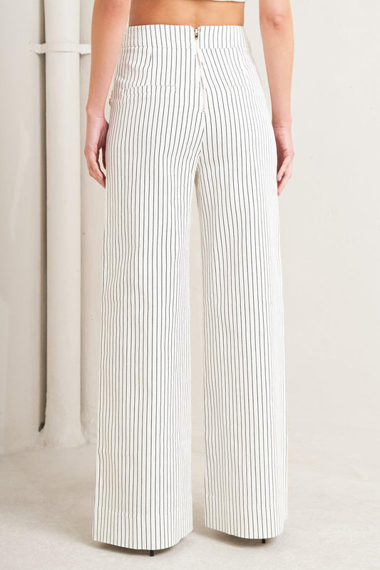 Effortless Form Stripe Woven Pants in white, view 6 — Soul Flow Apparel