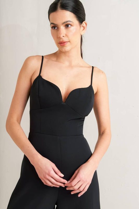 Pristine Edge Black Woven Jumpsuit, view 4 — Soul Flow Apparel