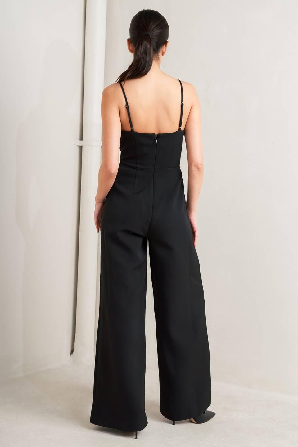 Pristine Edge Black Woven Jumpsuit, view 6 — Soul Flow Apparel