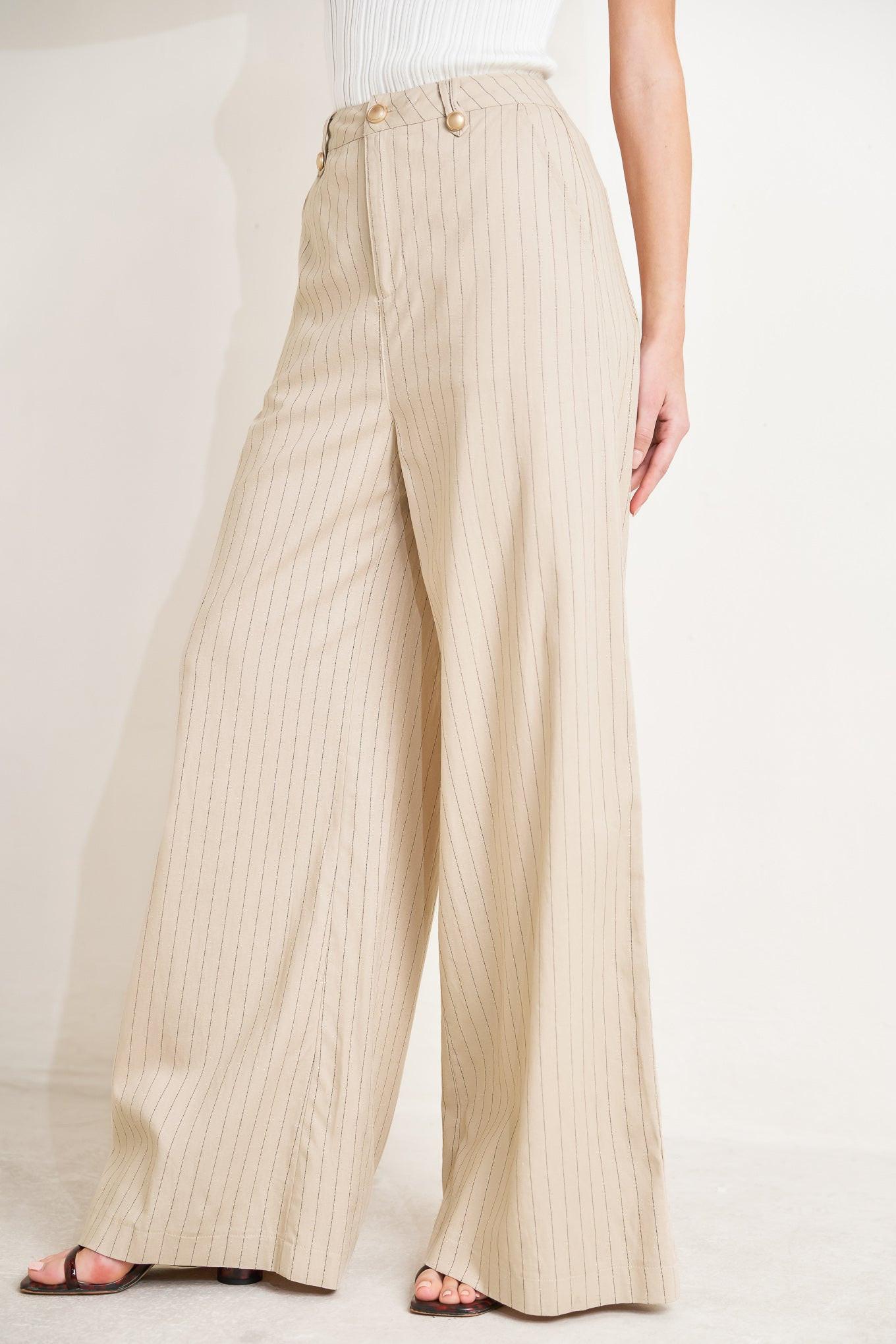 The Boardroom Edit Woven Pants in taupe black, view 4 — Soul Flow Apparel