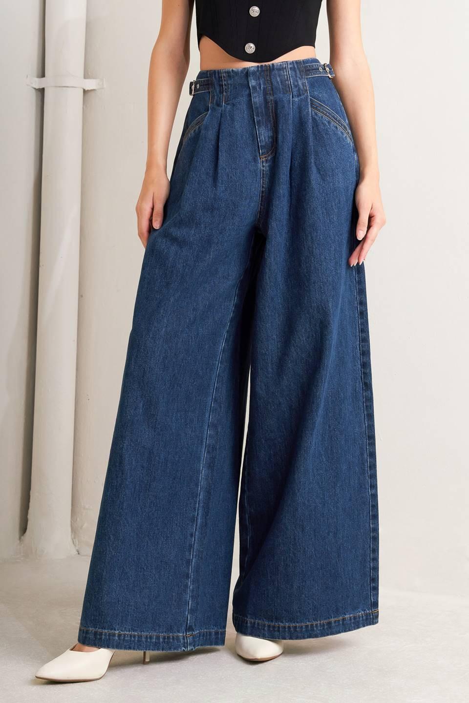 Sharp Femininity Denim Pants, view 2 — Soul Flow Apparel