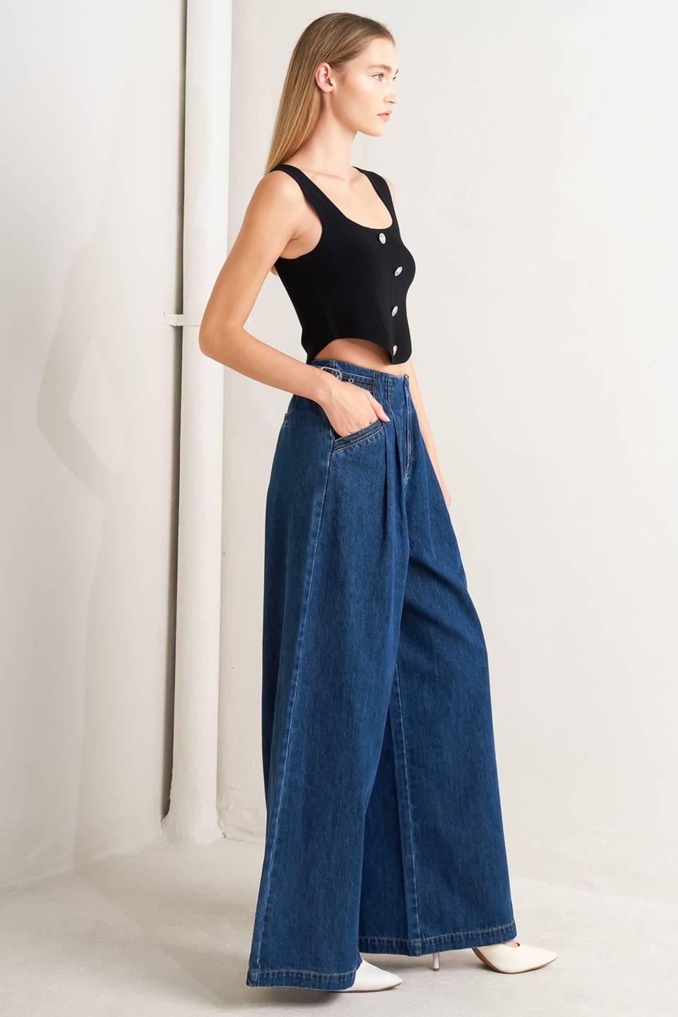 Sharp Femininity Denim Pants, view 3 — Soul Flow Apparel
