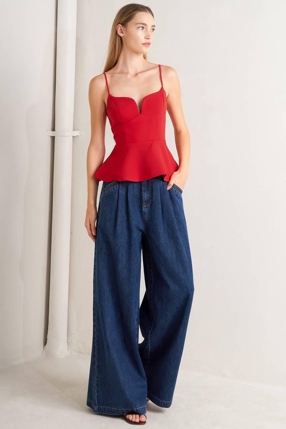 Sharp Femininity Denim Pants, view 6 — Soul Flow Apparel