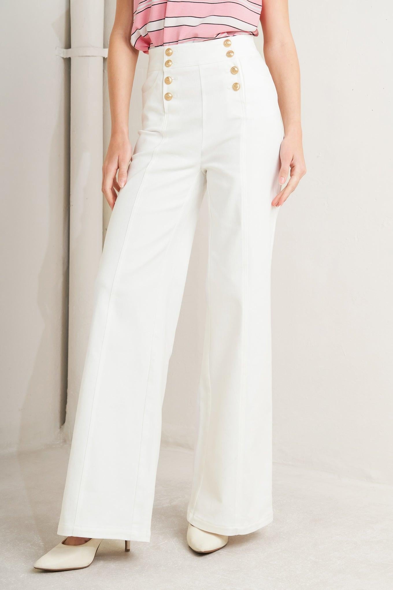 Moon Deck Woven Pants in white, view 1 — Soul Flow Apparel