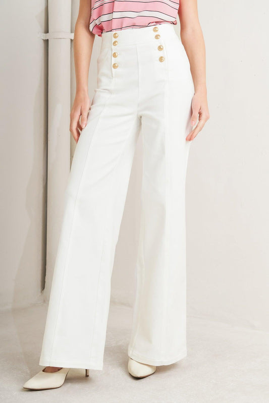 Moon Deck Woven Pants in white, view 1 — Soul Flow Apparel