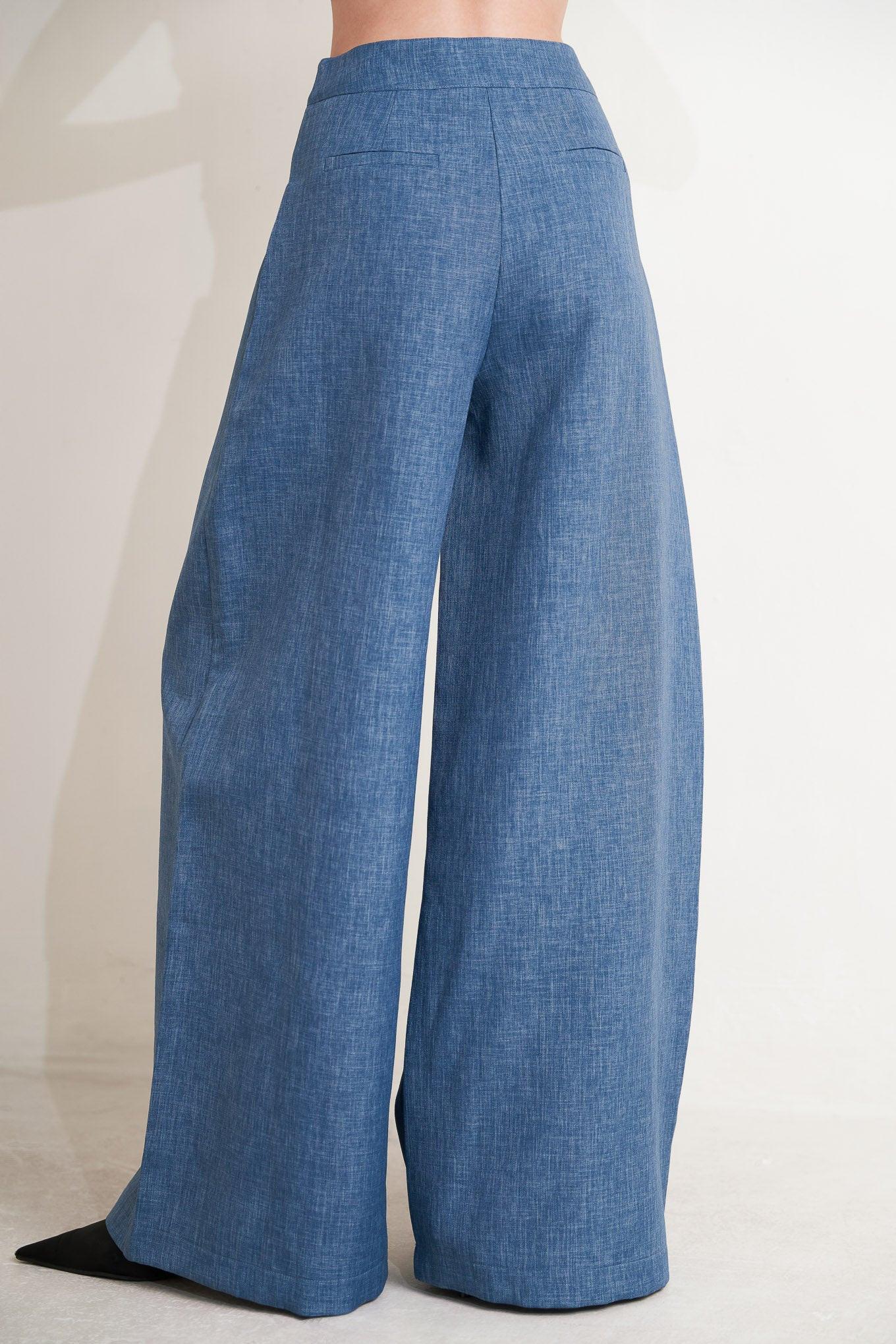 Power Move Woven Pants in denim blue, view 4 — Soul Flow Apparel