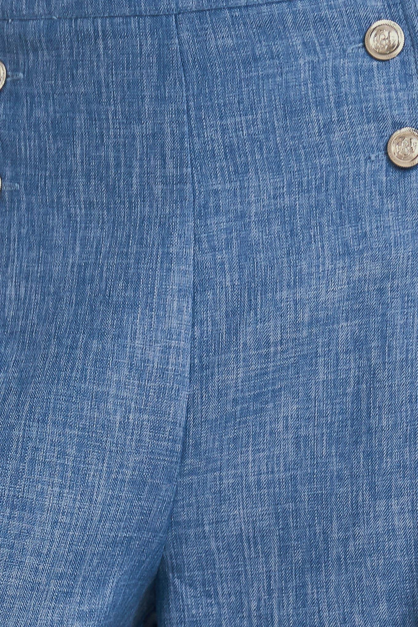 Power Move Woven Pants in denim blue, fabric swatch — Soul Flow Apparel