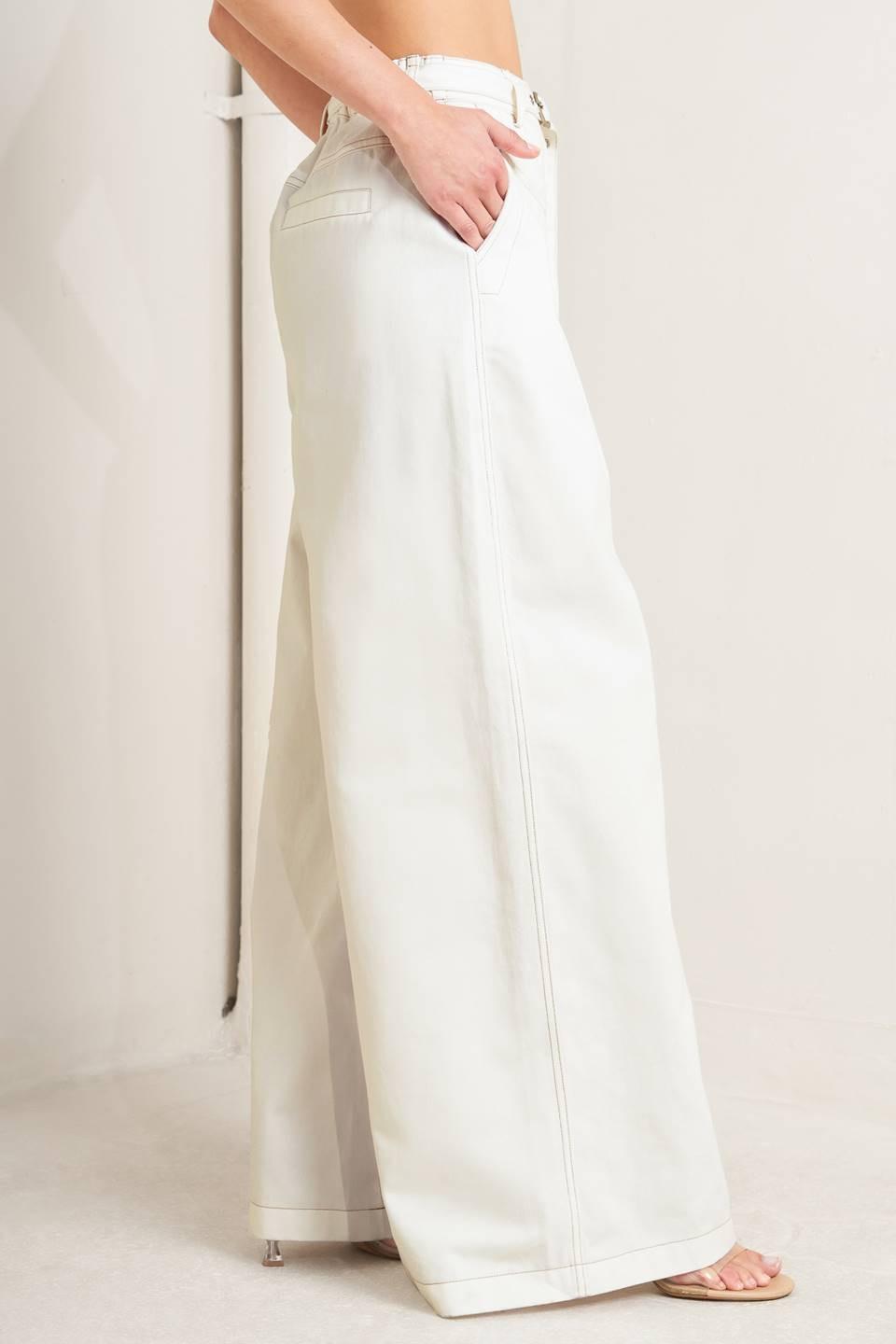 Canvas Drift Twill Pants in white, view 3 — Soul Flow Apparel