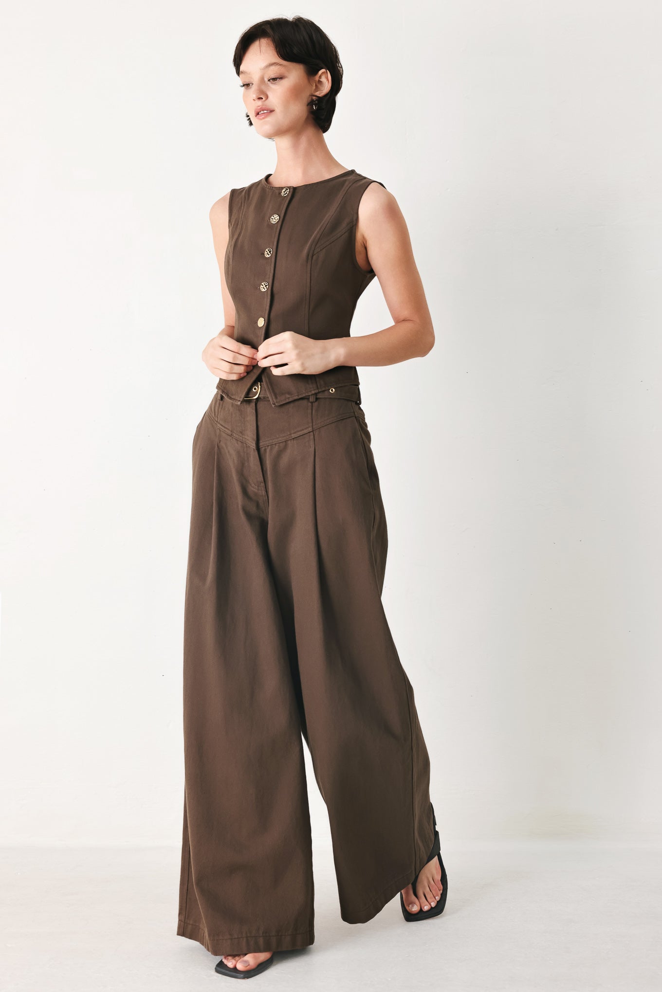 Brown Sugar Statement Woven Pants, view 3 — Soul Flow Apparel