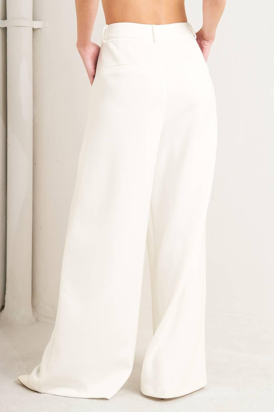 Pure Elegance Woven Pants in white, view 4 — Soul Flow Apparel