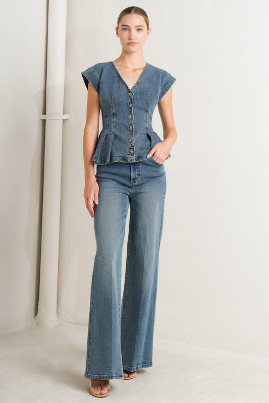 No Second Thought Washed Denim Pants in medium, view 2 — Soul Flow Apparel