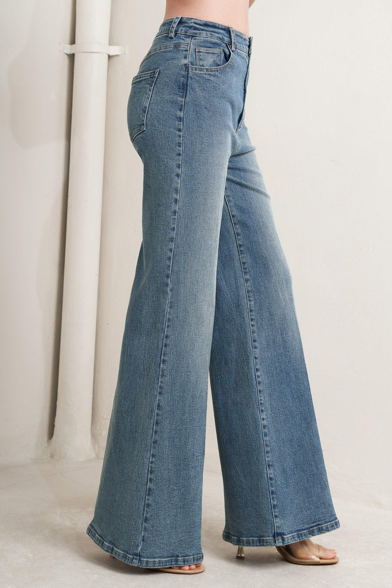 No Second Thought Washed Denim Pants in medium, view 3 — Soul Flow Apparel