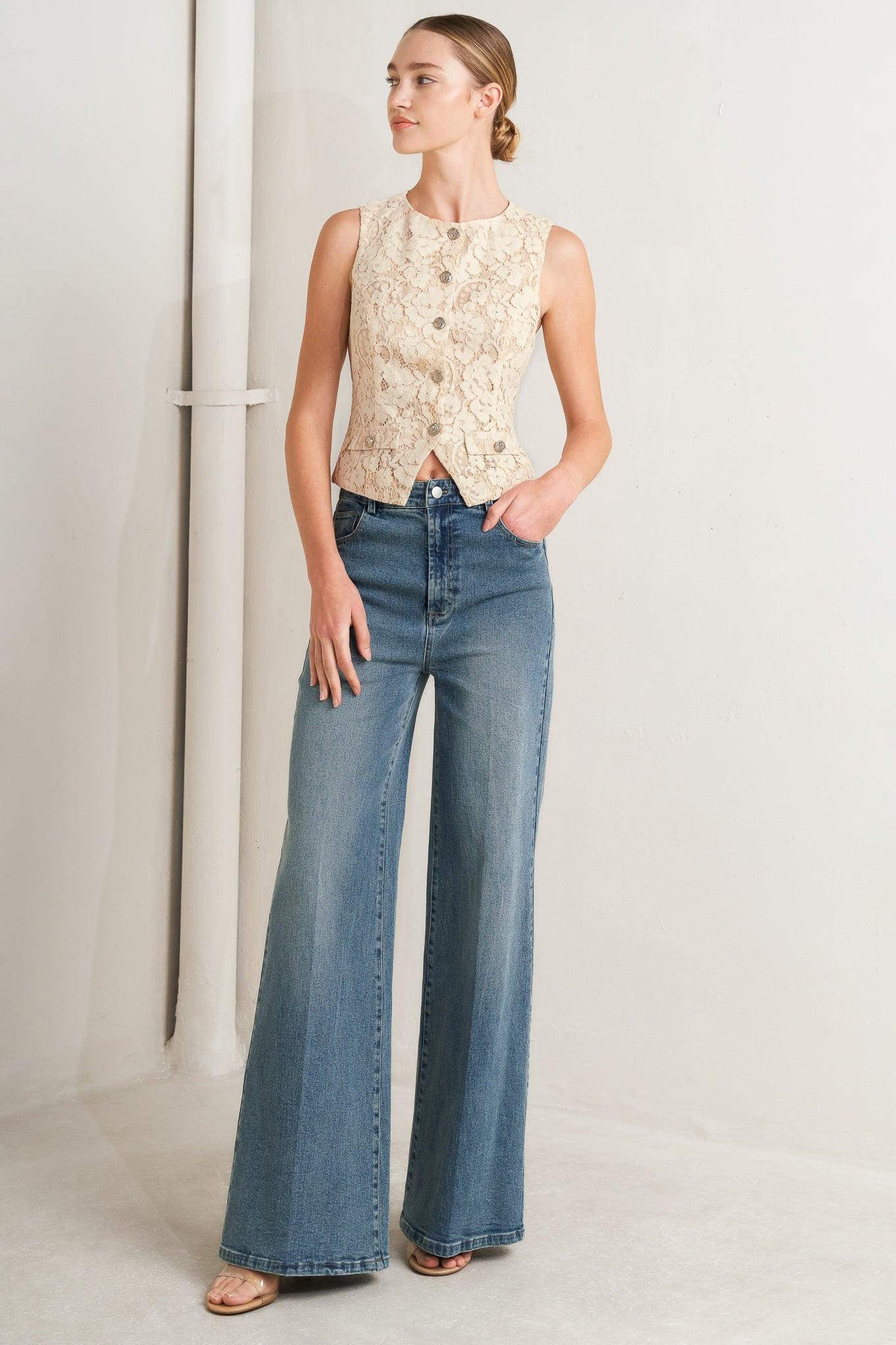 No Second Thought Washed Denim Pants in medium, view 4 — Soul Flow Apparel