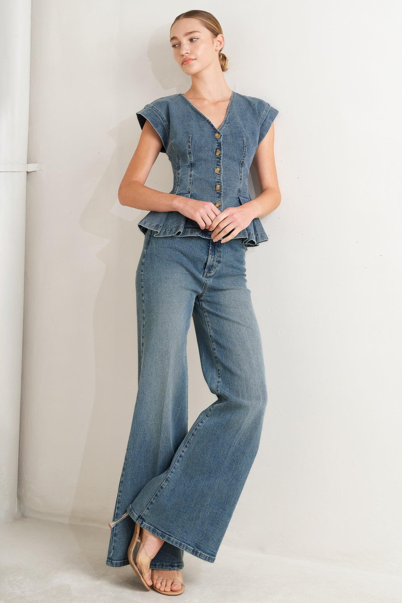 No Second Thought Washed Denim Pants in medium, view 5 — Soul Flow Apparel