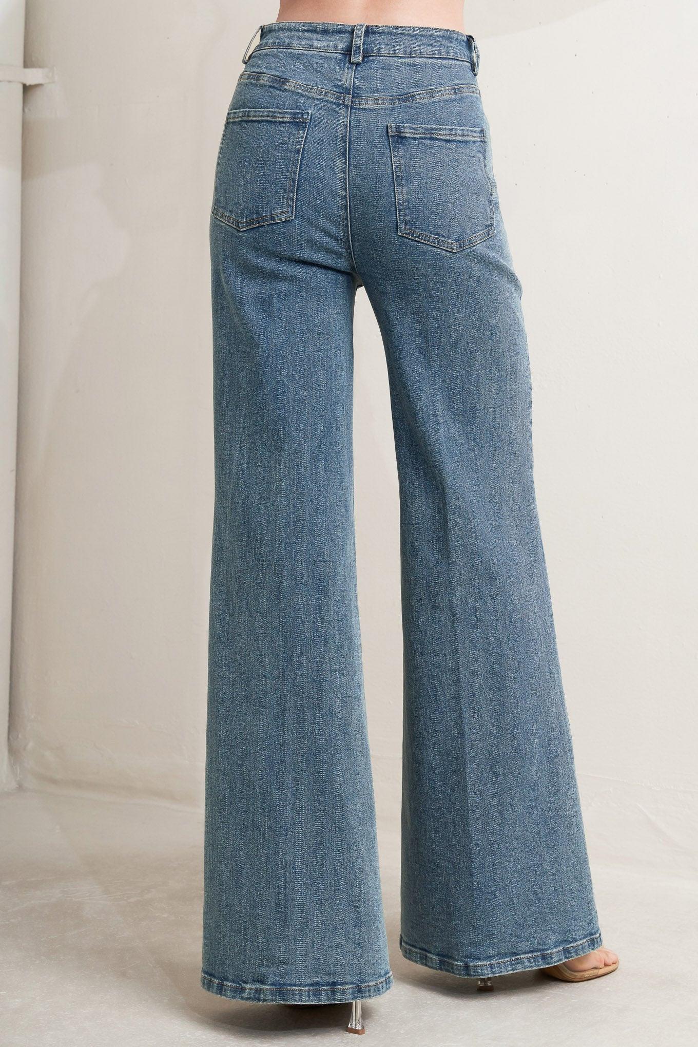 No Second Thought Washed Denim Pants in medium, view 6 — Soul Flow Apparel