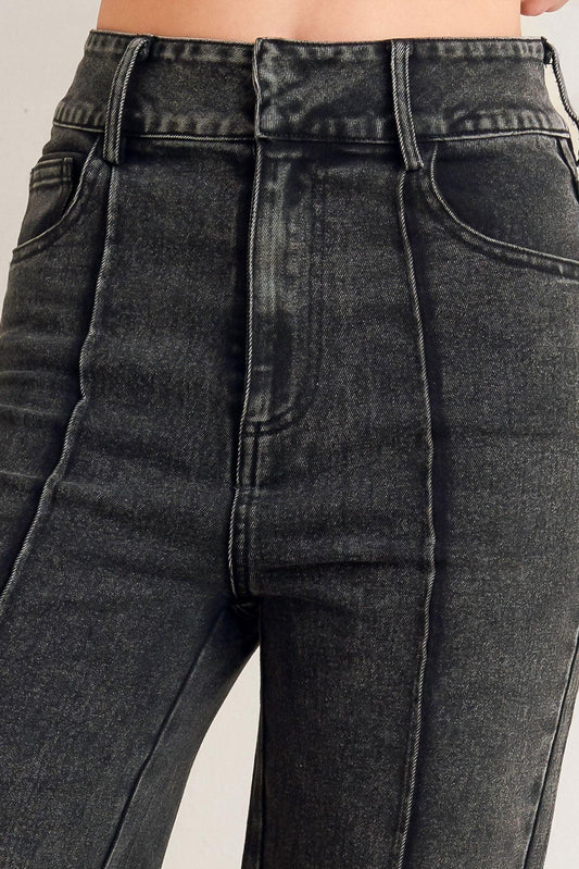 Elegant Everyday Look Denim Pants in black, view 6 — Soul Flow Apparel