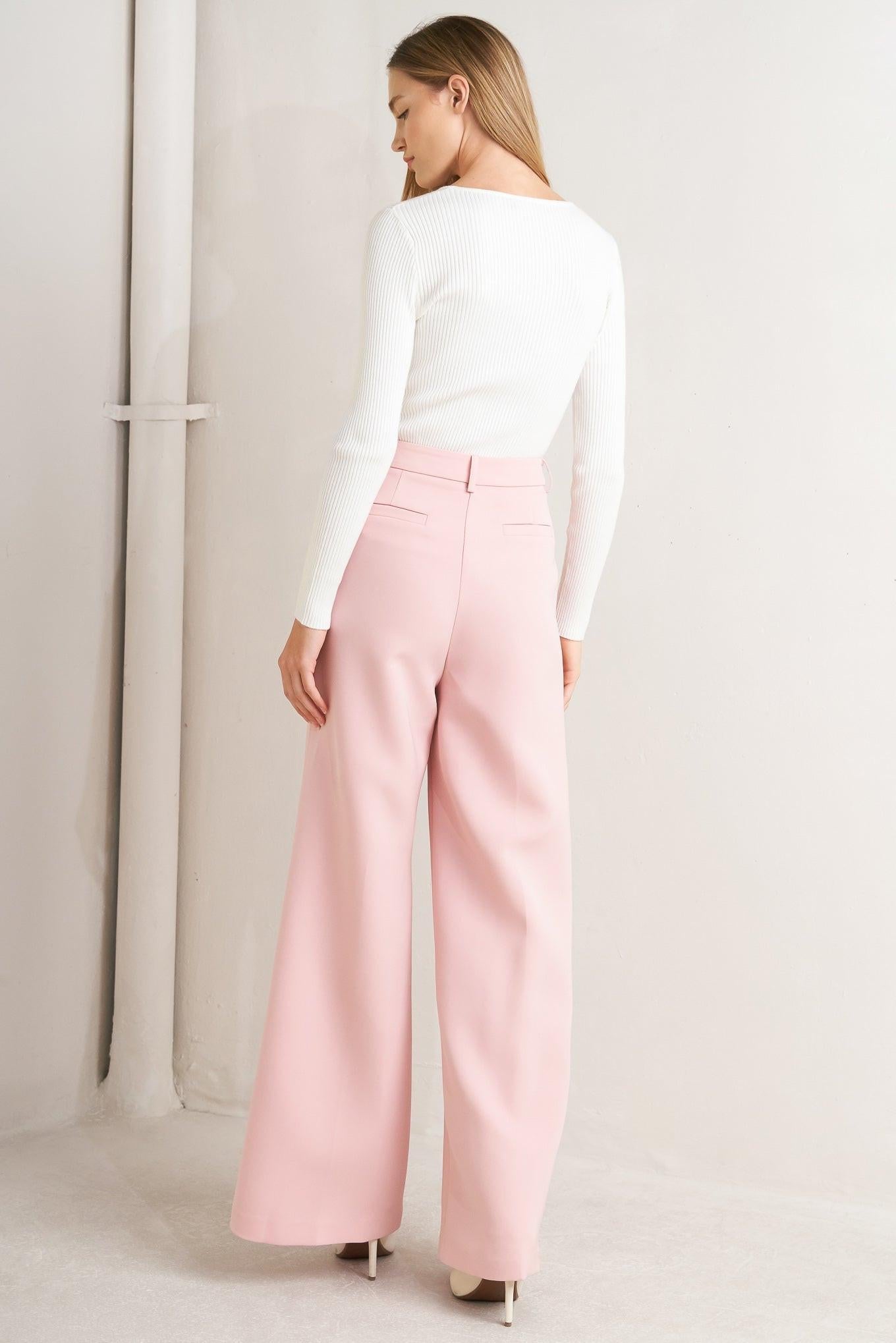 Elevated Classic Woven Pants in pink, view 4 — Soul Flow Apparel