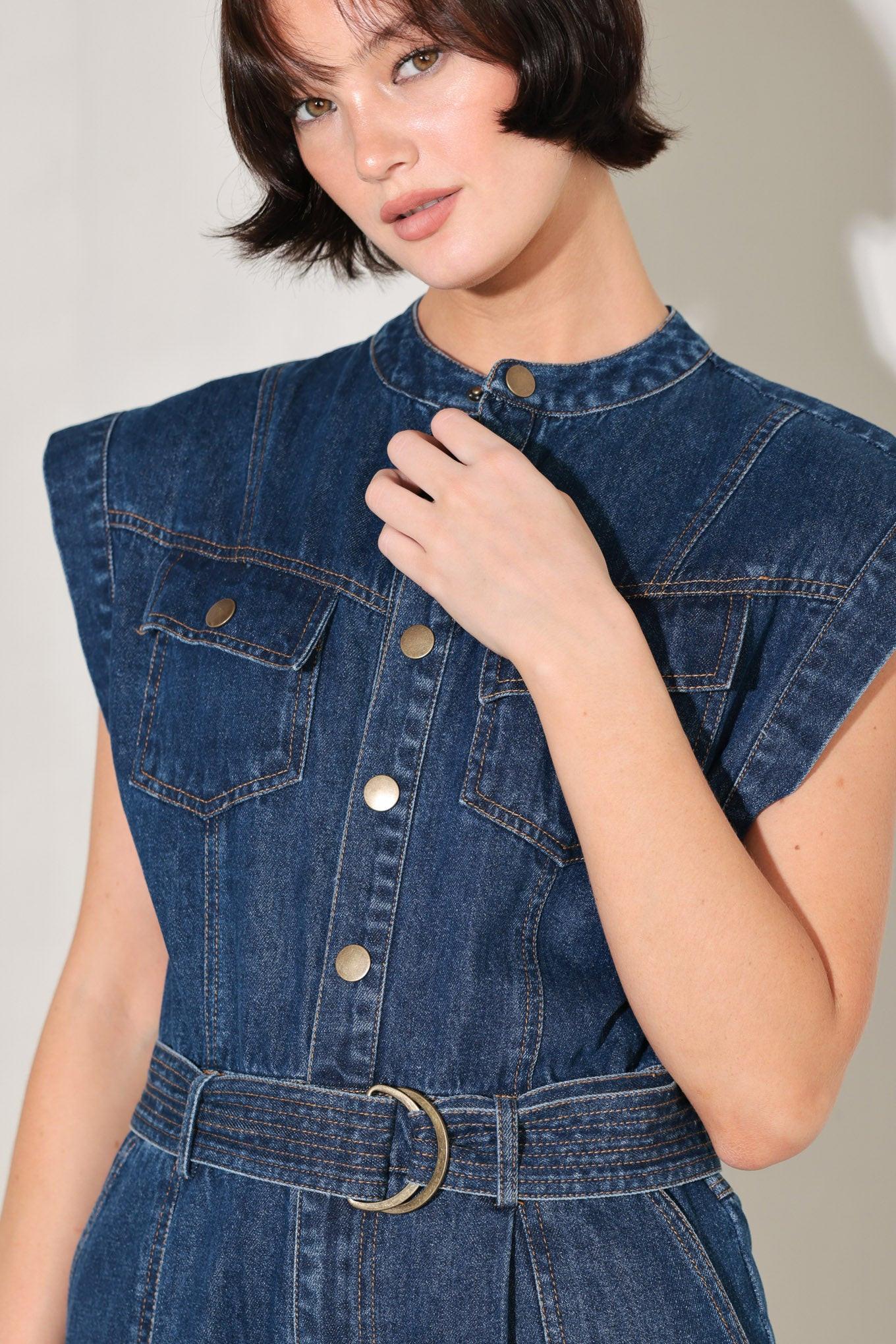True Blue Love Denim Jumpsuit, view 3 — Soul Flow Apparel
