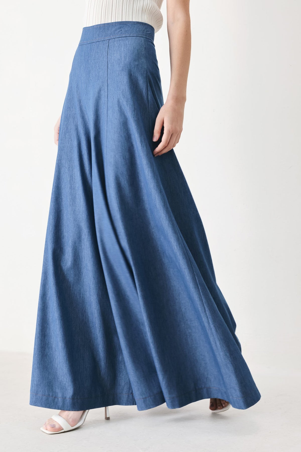 Casual Romance Woven Pants in denim blue, view 4 — Soul Flow Apparel