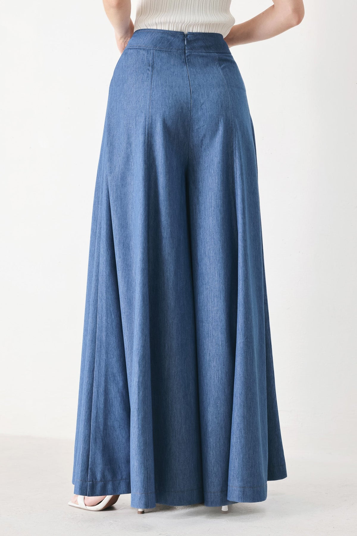 Casual Romance Woven Pants in denim blue, view 6 — Soul Flow Apparel