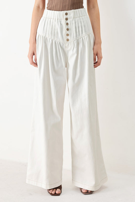Calm Energy Woven Pants in white, view 1 — Soul Flow Apparel