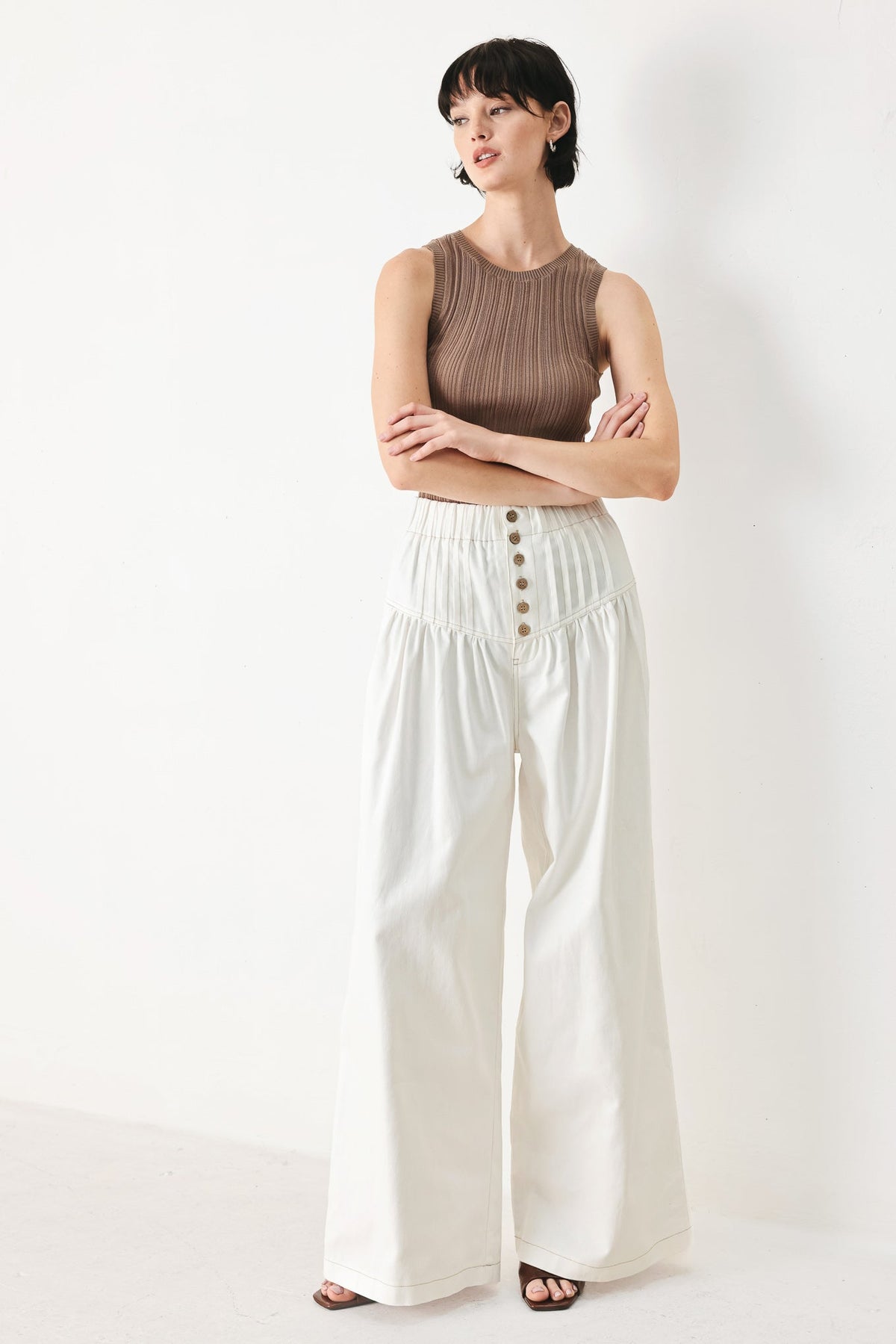 Calm Energy Woven Pants in white, view 7 — Soul Flow Apparel