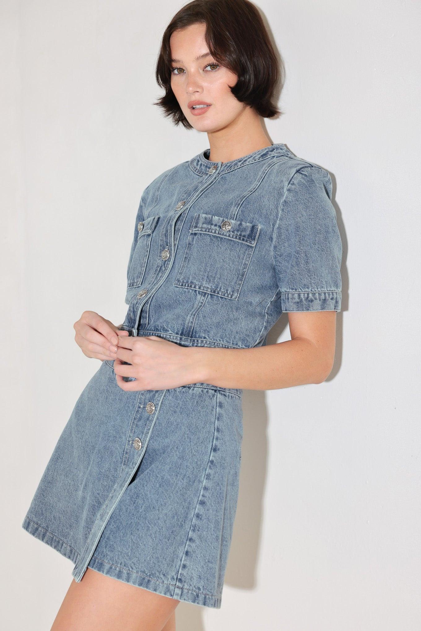 Street Muse Denim Skort, view 6 — Soul Flow Apparel