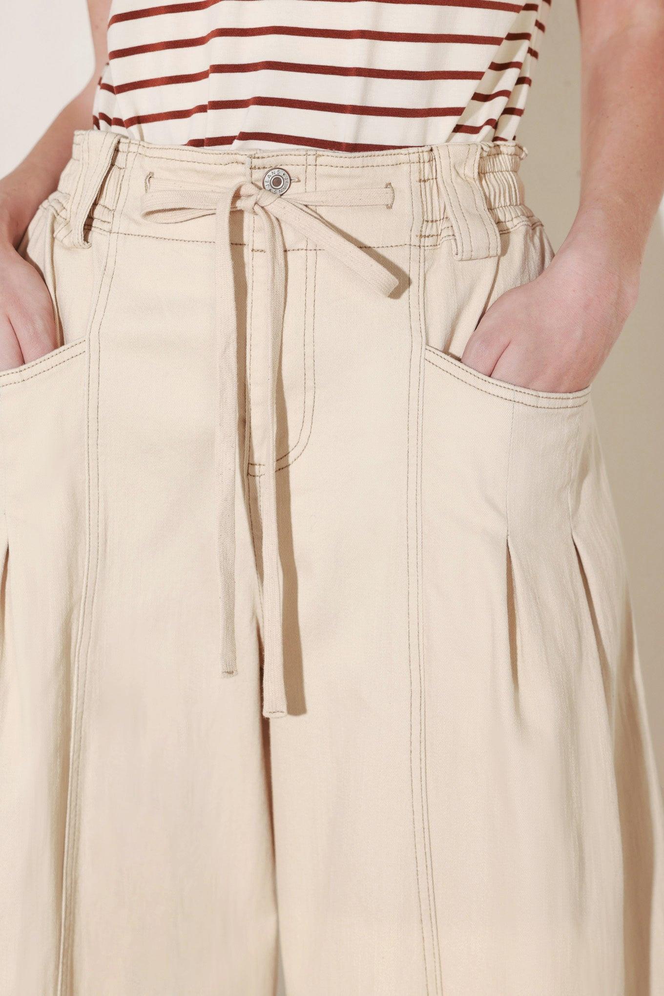 Daylight Groove Woven Pants in light beige, view 2 — Soul Flow Apparel