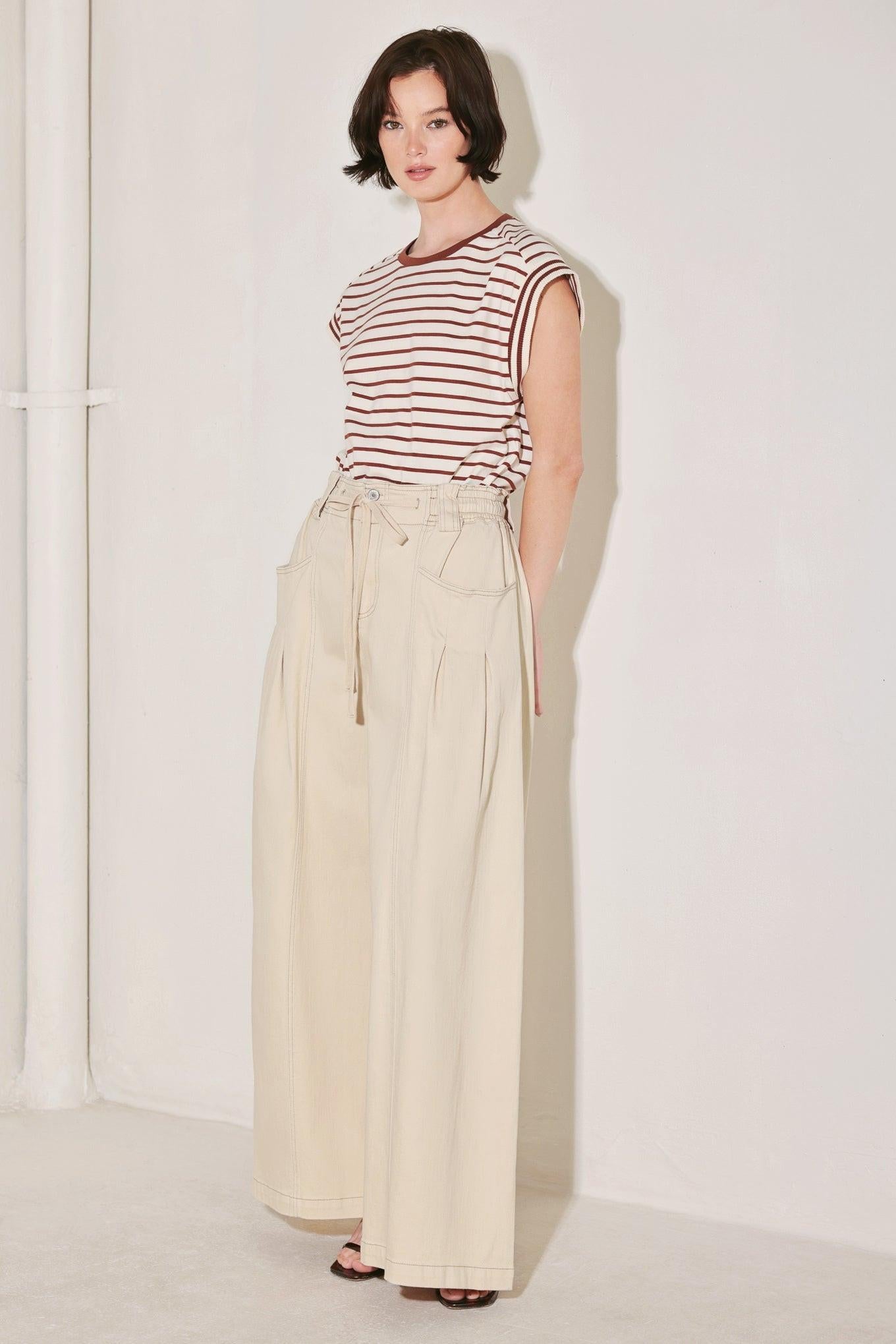 Daylight Groove Woven Pants in light beige, view 5 — Soul Flow Apparel