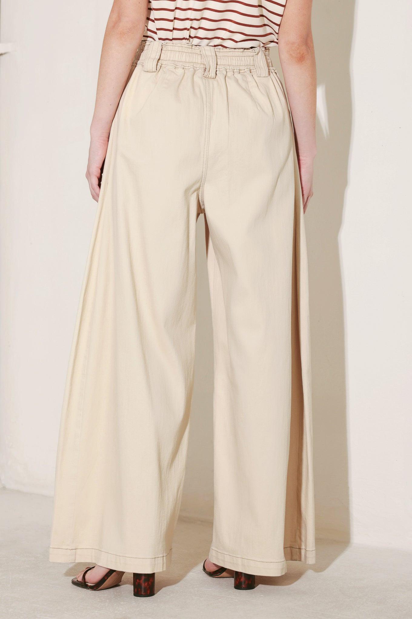 Daylight Groove Woven Pants in light beige, view 6 — Soul Flow Apparel