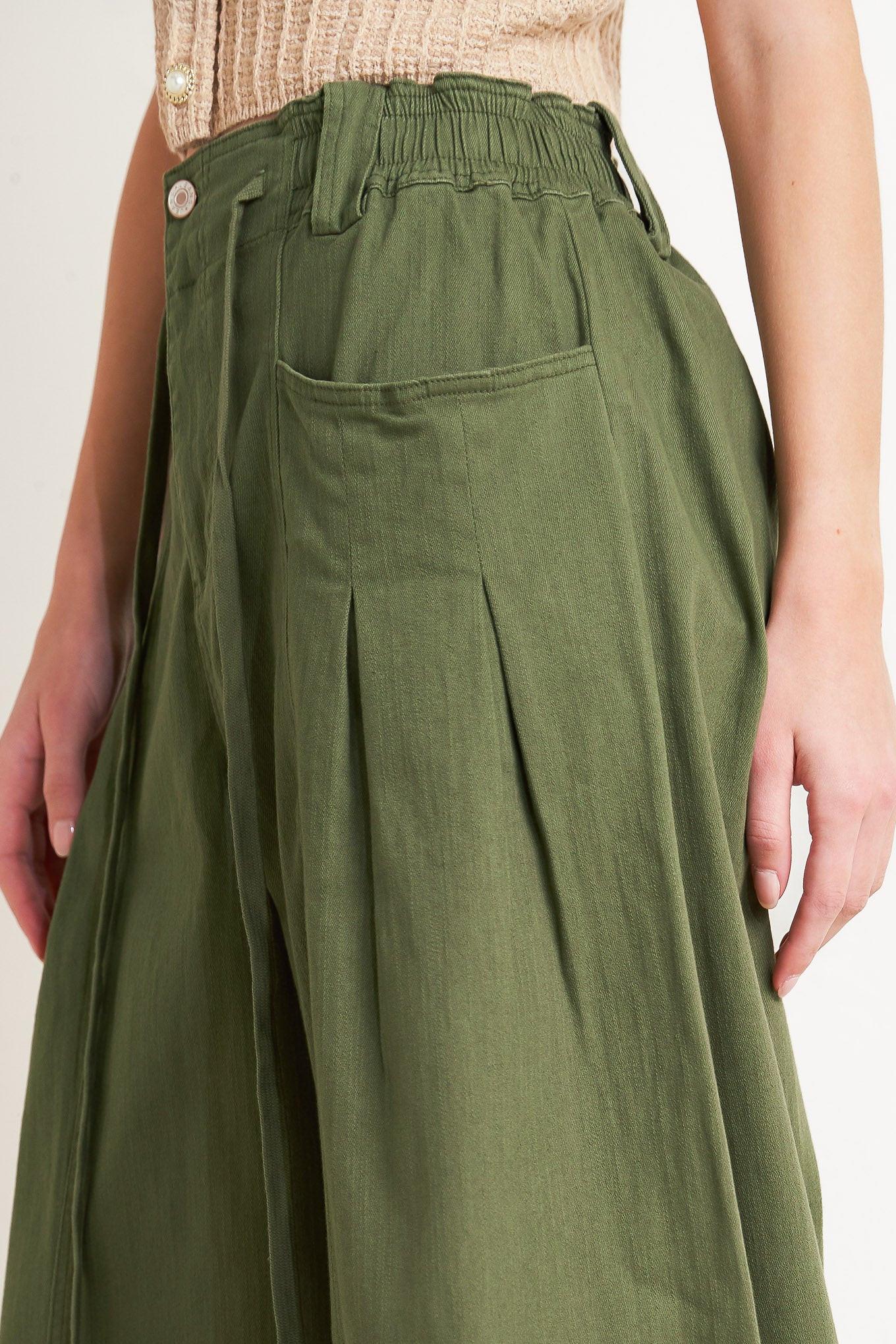 Daylight Groove Woven Pants in olive, view 2 — Soul Flow Apparel