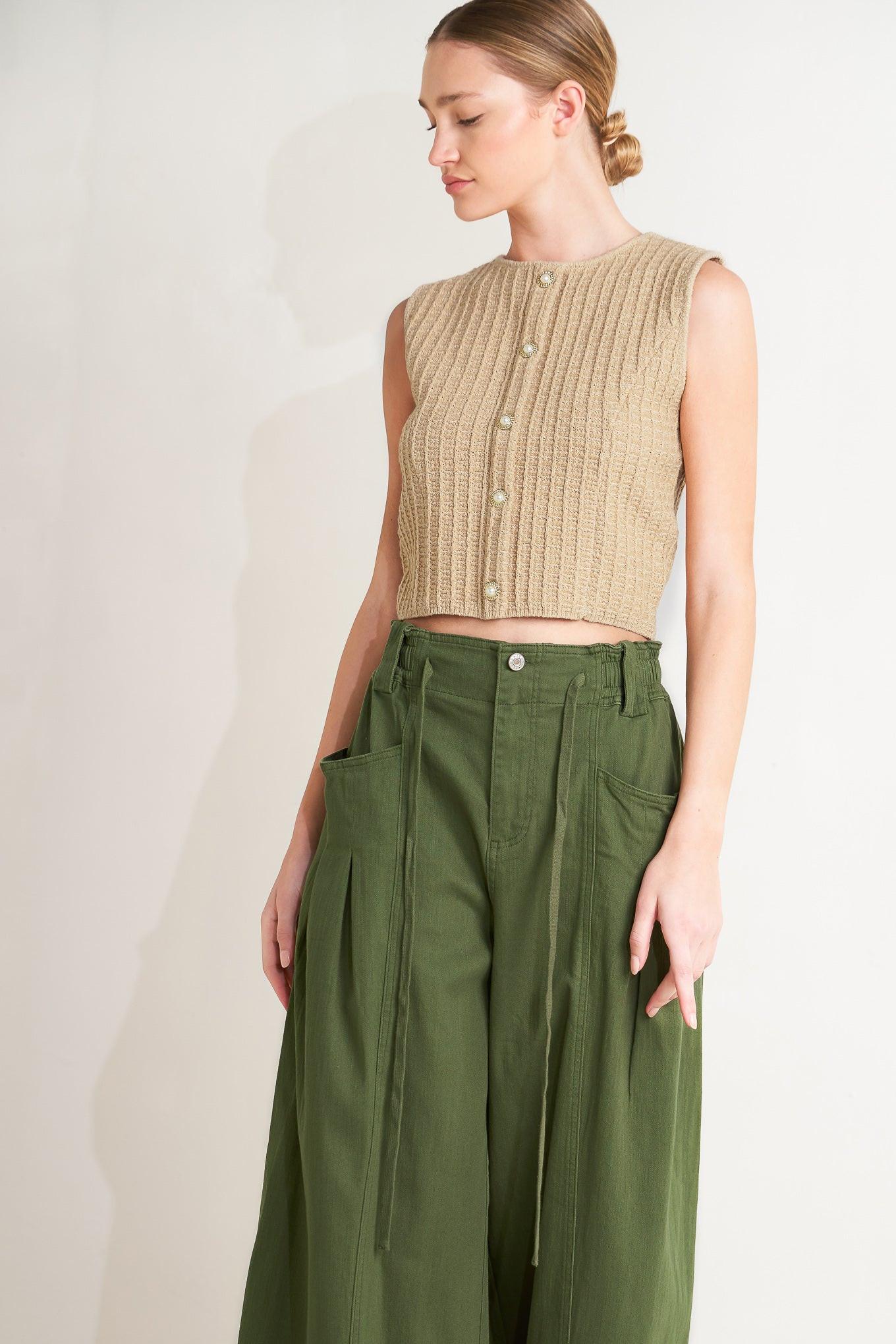 Daylight Groove Woven Pants in olive, view 4 — Soul Flow Apparel