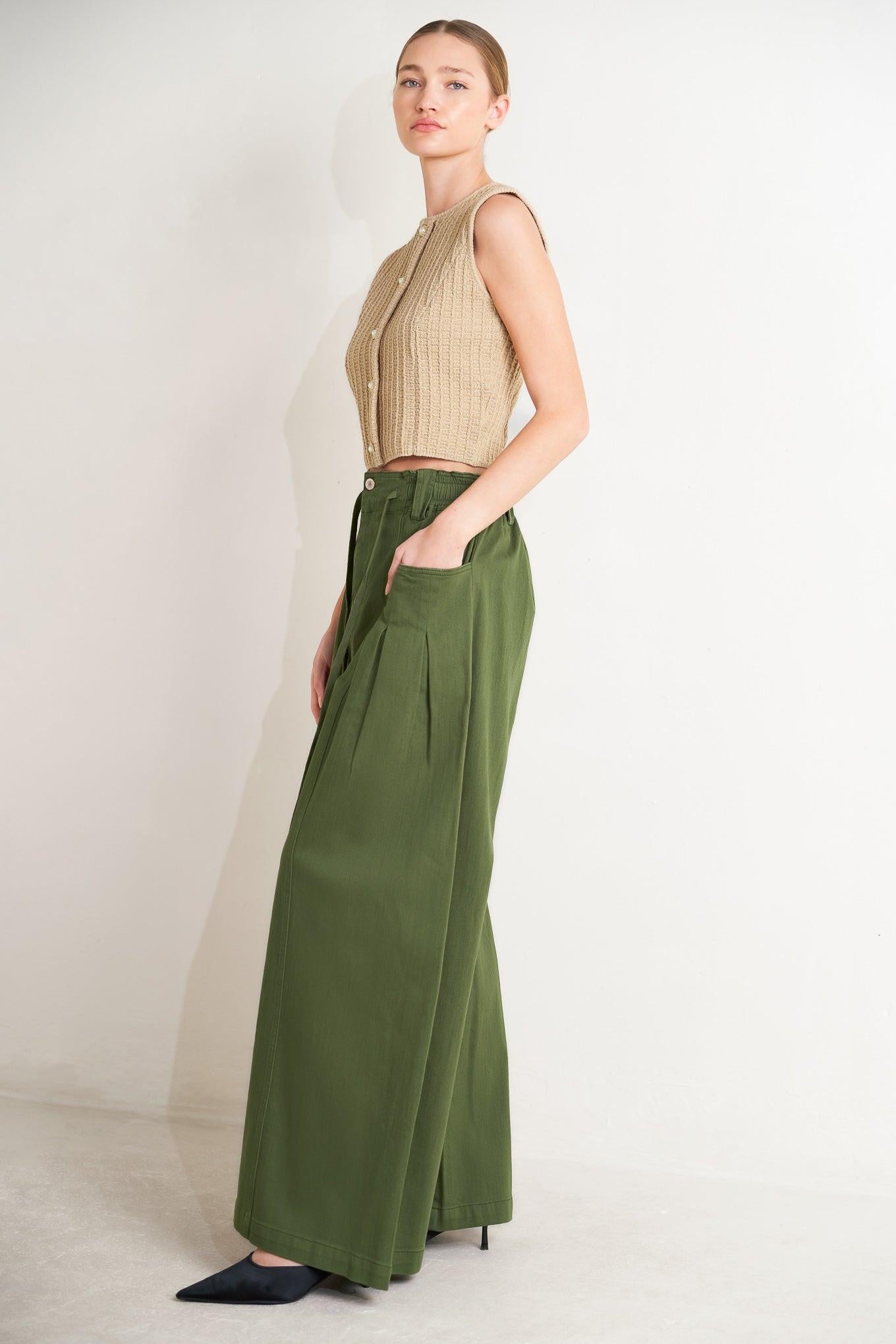 Daylight Groove Woven Pants in olive, view 5 — Soul Flow Apparel