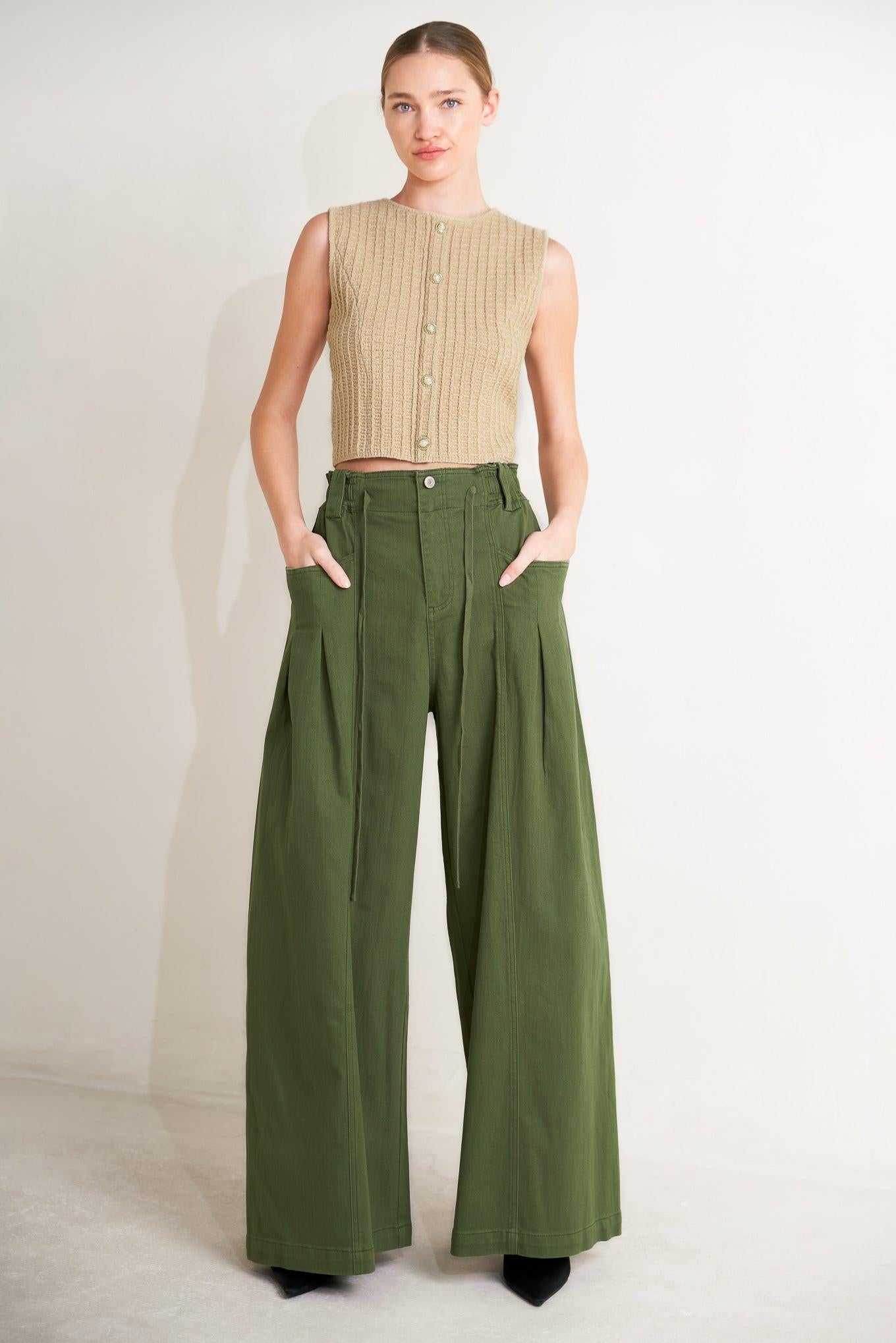 Daylight Groove Woven Pants in olive, view 6 — Soul Flow Apparel