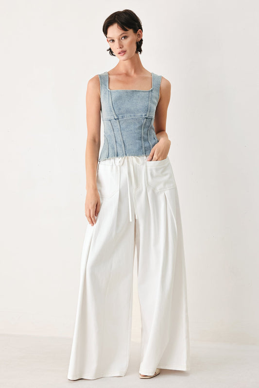 Hamptons Escape Woven Pants in off-white, view 3 — Soul Flow Apparel