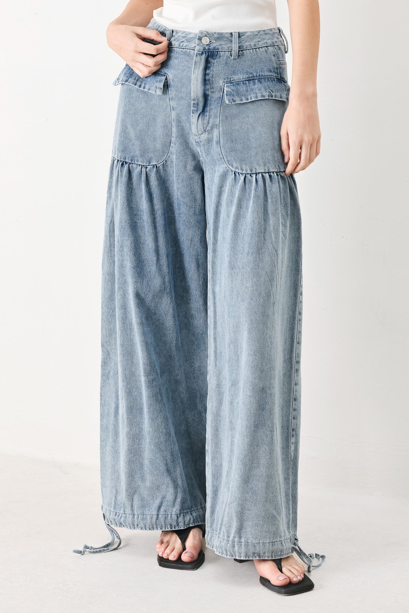 Easy Edge Denim Pants in light denim, view 2 — Soul Flow Apparel