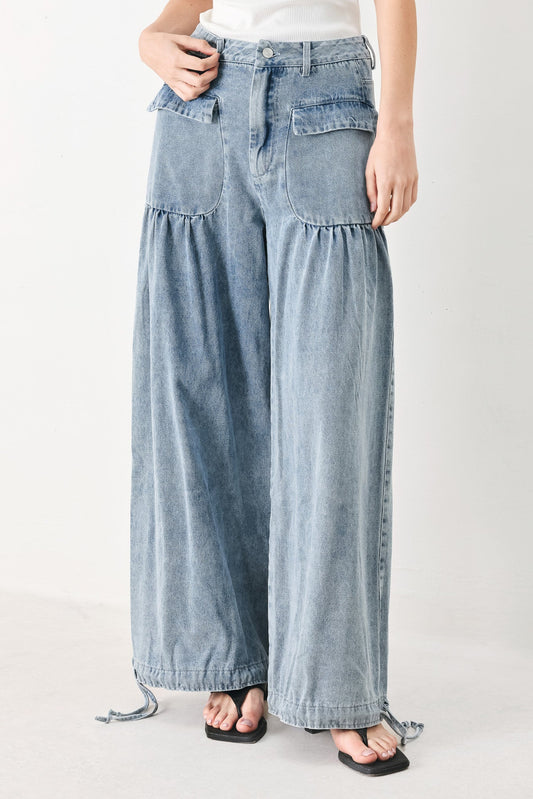 Easy Edge Denim Pants in light denim, view 2 — Soul Flow Apparel