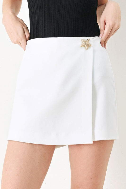 Beach Glam Woven Skort in white, view 1 — Soul Flow Apparel