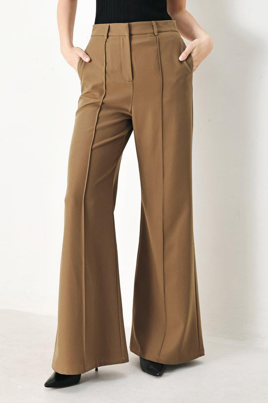 Rich Silhouette Woven Pants in brown, view 1 — Soul Flow Apparel